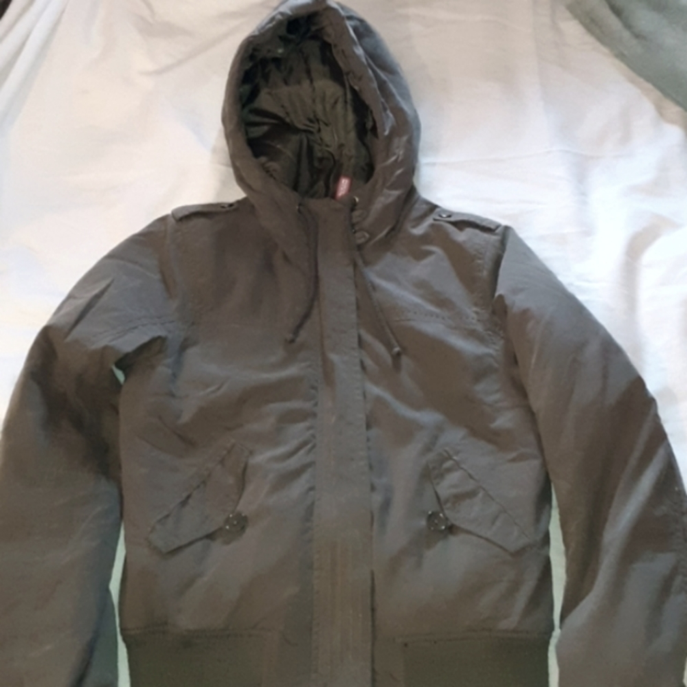 DIVIDED by H&M Sage Green Size 4 Hooded Coat